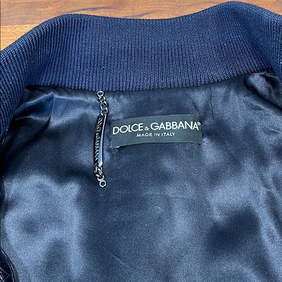 DOLCE & GABBANA Blue Leather Jacket - Picture 6 of 16